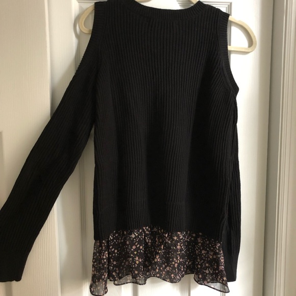 All Saints Ruffle Hem Cold Shoulder Sweater - Picture 8 of 13